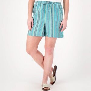 Linen Striped Relaxed Short Teal NWOT